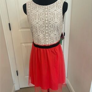 Elegant Lace and Red Tulle Kids Dress